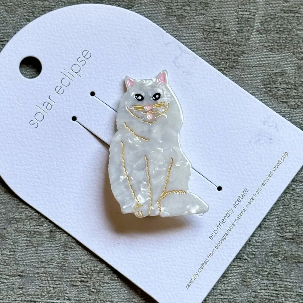 🐾 Hand-painted Persian Cat Barrette Hair Clip